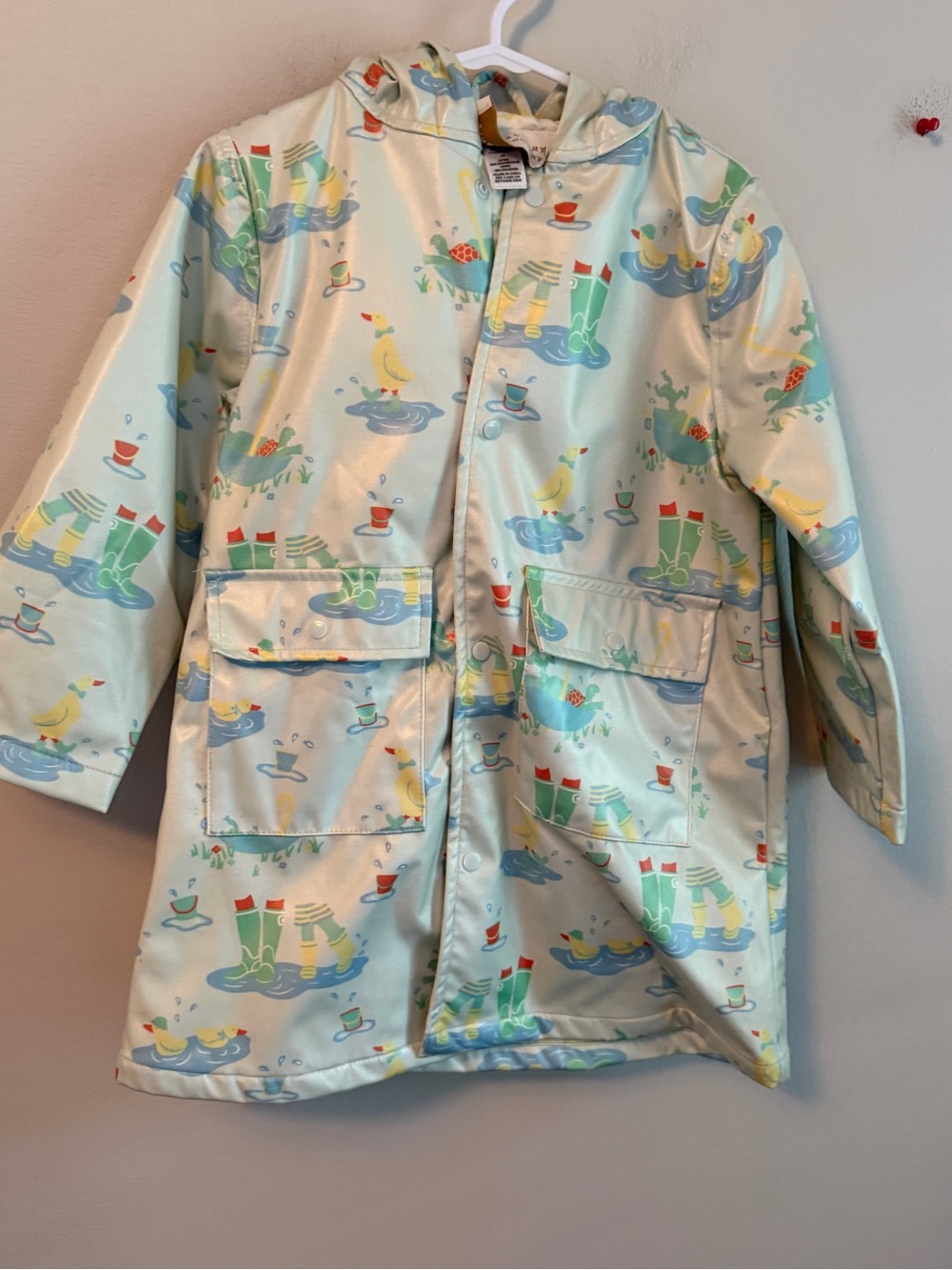 The Beaufort Bonnet Company Light Mint Raincoat with Duck and Boot Print